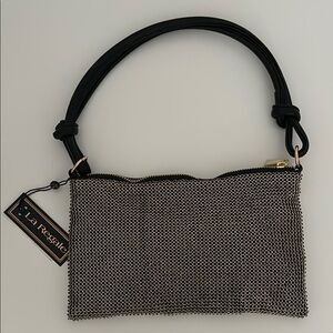 La Regale Black and Silver Mesh Evening Bag